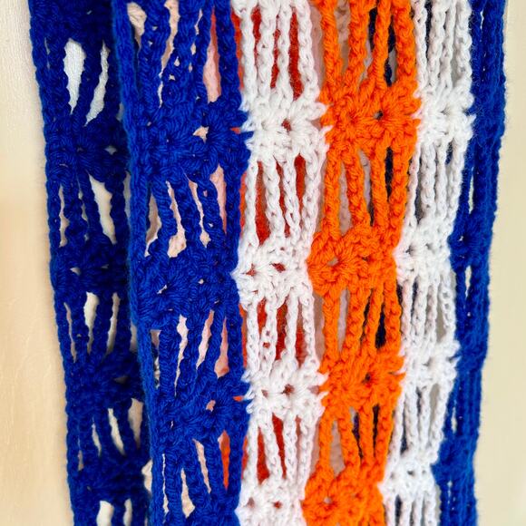 NEW Handmade Crocheted Scarf in University of Virginia Colors - Picture 5 of 11